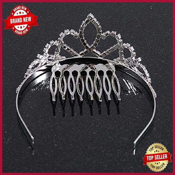 Silver Crystal Mini Tiara Hair Comb 85mm Bridal Prom Party main image 5